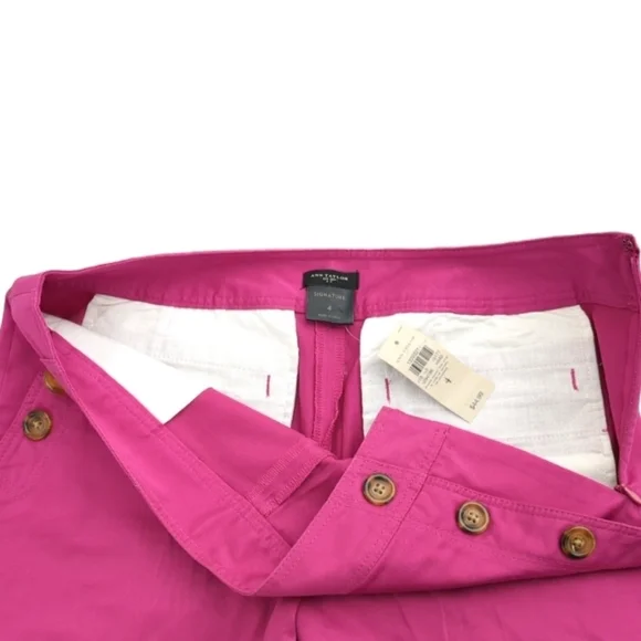 ANN Taylor Signature Pink High Waisted Sailor Shorts Sz 4 Double Button Summer - Picture 4 of 9